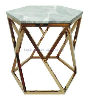 Stylish Design Side Table Rose Gold Marble Top