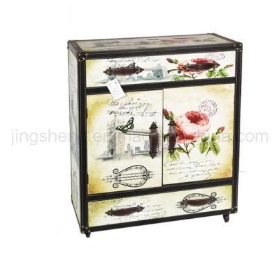 Four Drawers Two Doors Wooden Cabinet for Storage