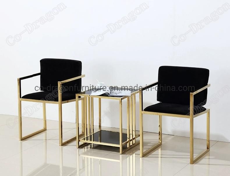 Black Tempered Glass Table Top Gold Leg End Side Table