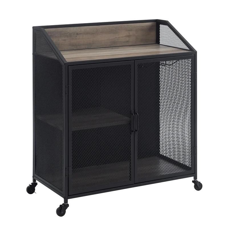 Wine Storage Metal Cabinet with Wheels Metal Cart