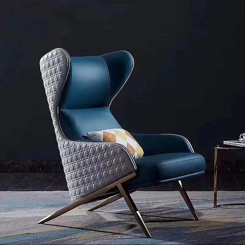 2021 New Arrival High Back Steel Base Leather Lounge Chair