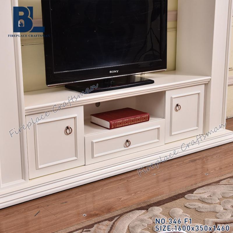 Ce Approved Modern MDF TV Stand Fireplace Hotel Furniture (346)