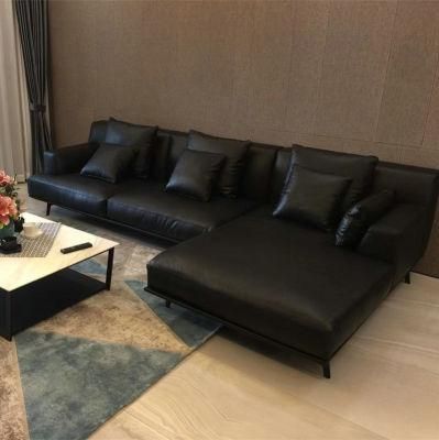 China Fty Wholesale Modern Living Room Furniture Metal Legs Fabric or Genuine Leather Upholstered Corner Sofa Set L Shape Sofa