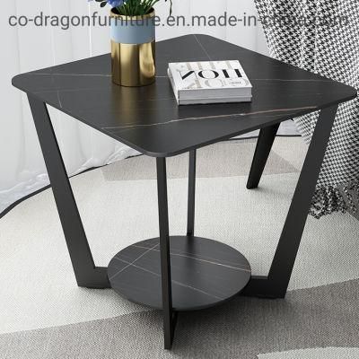 Modern Square Side Table with Marble Top for Livingroom Furniture