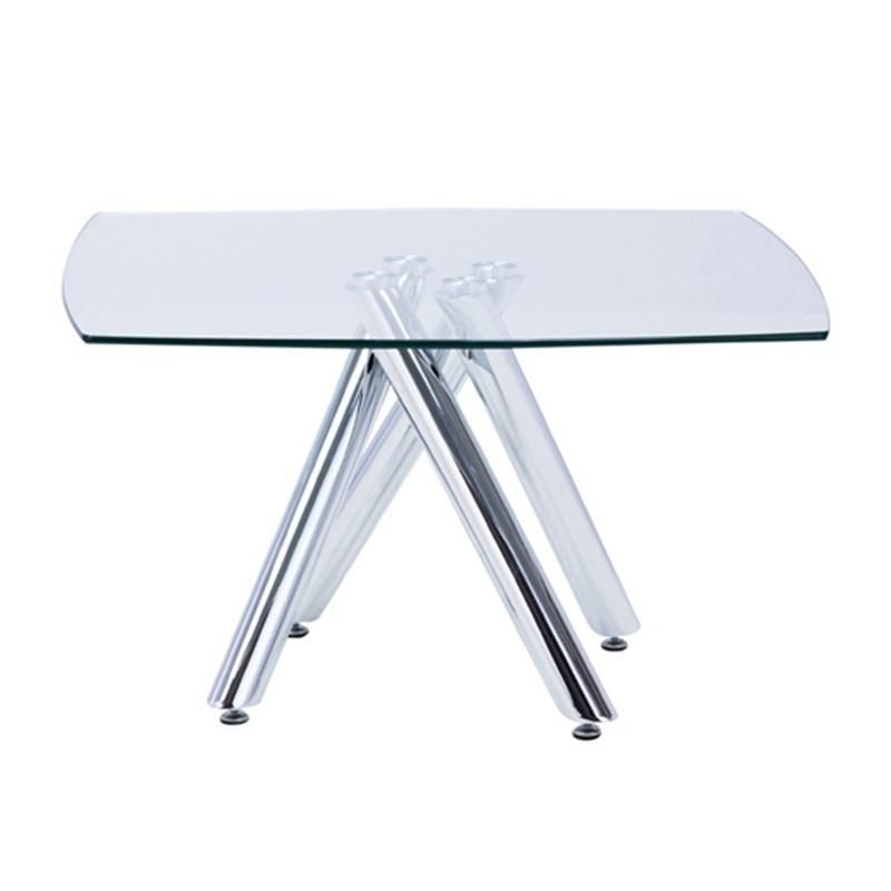 High Quality Living Room Furniture Rectangle Tempered Glass Modern Coffee Table with Chrome Legs