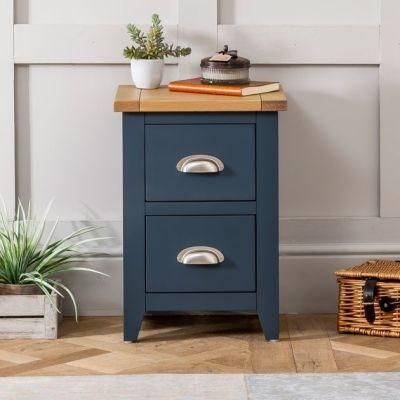 Blue Painted Slim 2 Drawer Bedside Table