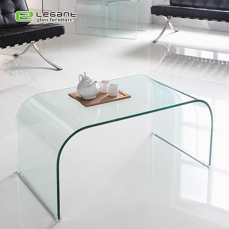 Simple Living Room Bent Glass Coffee Tea Table Design