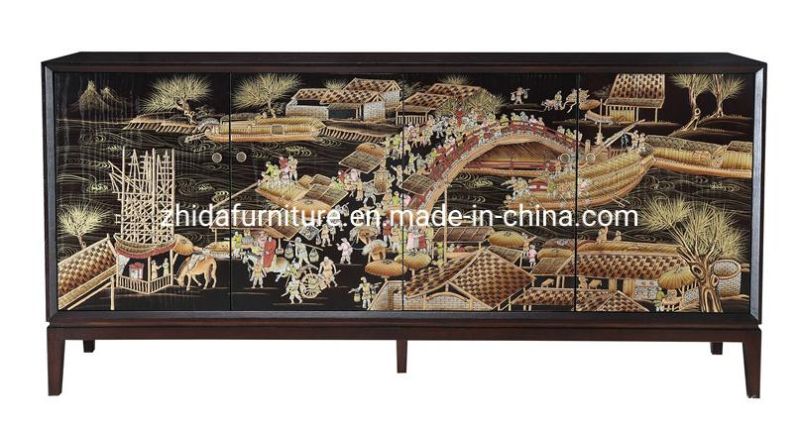 Chinese Style Project Living Room Cabinet with Dragon Pattern