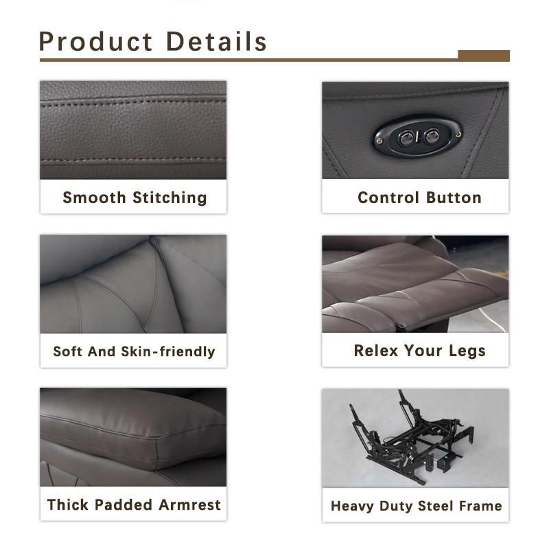 High Quality Leather Living Room Furniture Okin Motor Stable Electric Recliner Sofa