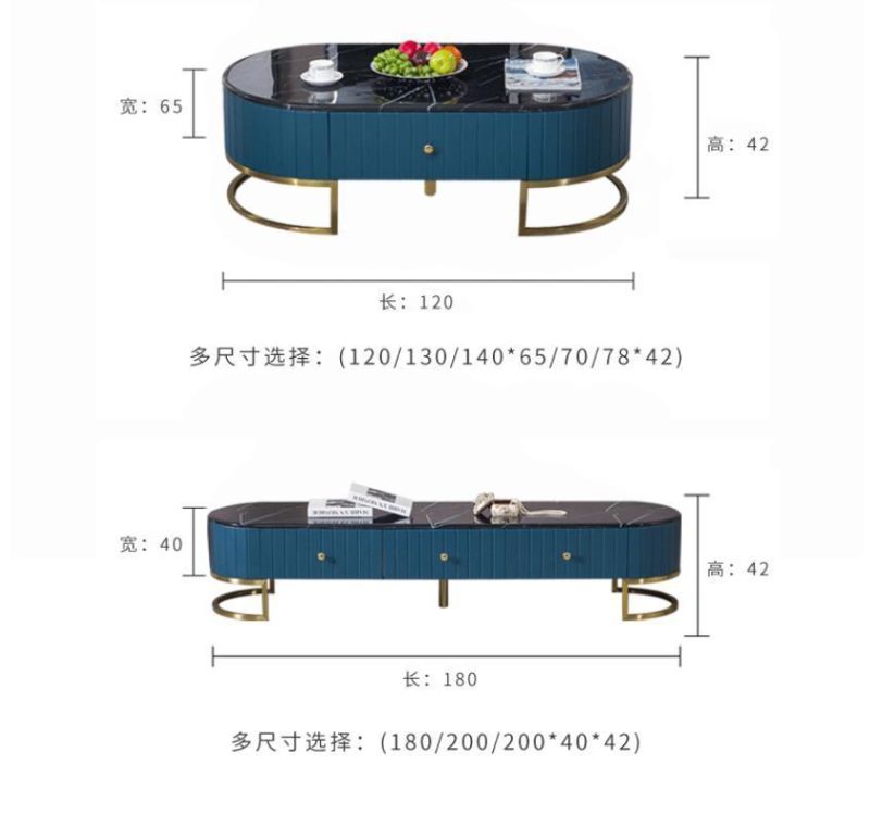 Bedroom High Marble Combination Tea Table TV Cabinet Stand