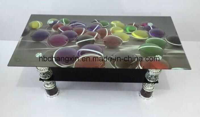 Modern Beautiful Flower Glass Coffee Table