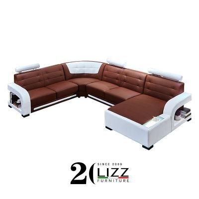 Factory Wholesale Price Hotel Furniture New Classic Leather Sectional LED Sofa