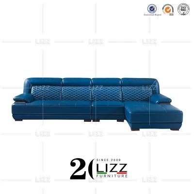 Chinese Furniture Modern L Shape Genuine Leather Corner Sofa Bed for Living Room