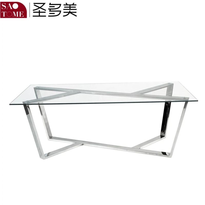 Modern Living Room Furniture Stainless Steel Transparent Glass Small End Table