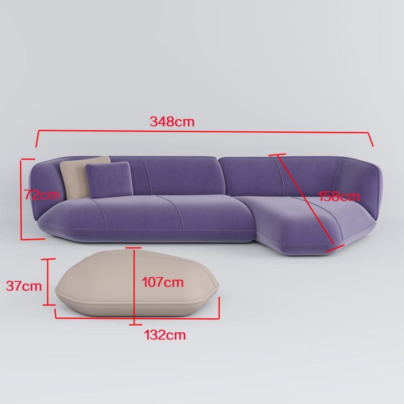 European Sectional Living Room Hotel Furniture Luxury Velvet Home Lounge Sofa Leisure Fabric Couch