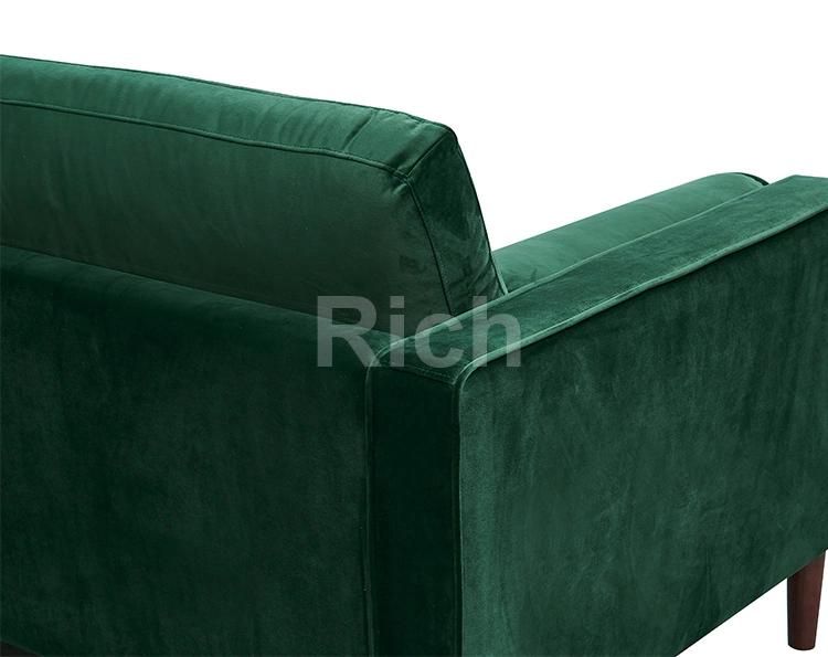 Nordic Style Living Room Set Green Fabric Velvet Arm Couch