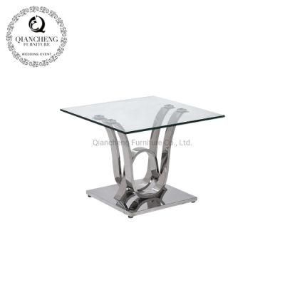 Tempered Glass Corner Side Table for Living Room