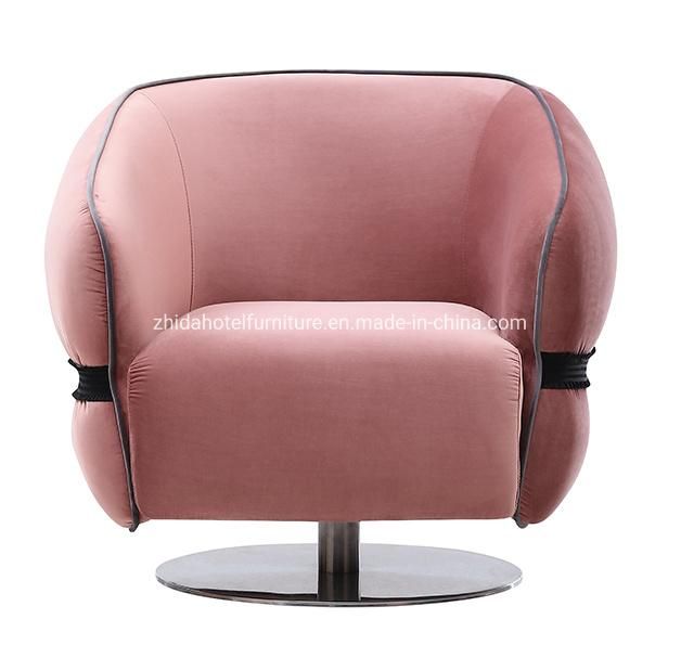 Pink Velvet Living Room Hotel Home Swivel Chair for Coffee Shop