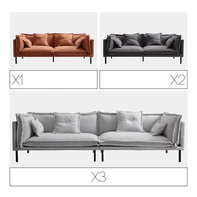 Light and Luxury Design 3 Seater Fabric Sectional Sofa Bed for Home Living Room Furniture