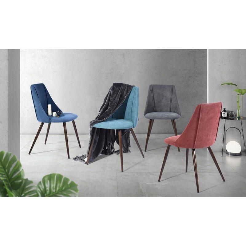 Modern Upholstered Heat Transfer Metal Leg Velvet Dining Chairs