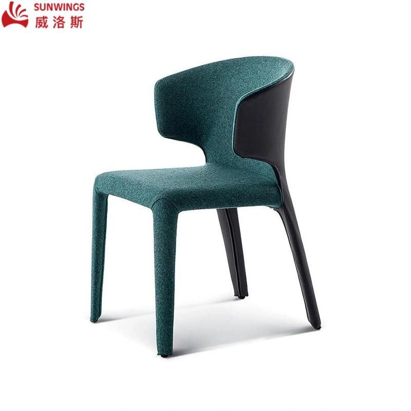 Modern and Simply Design Solid Wood Fabric All - Covered Dining Chair for Living Room