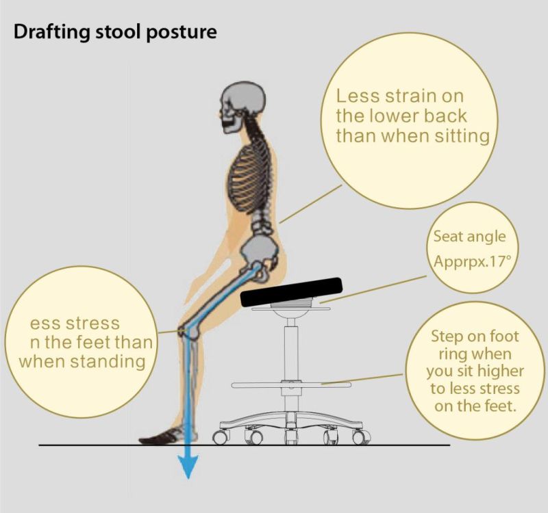 Height Adjustable Wobble Leaning Stool with Footrest