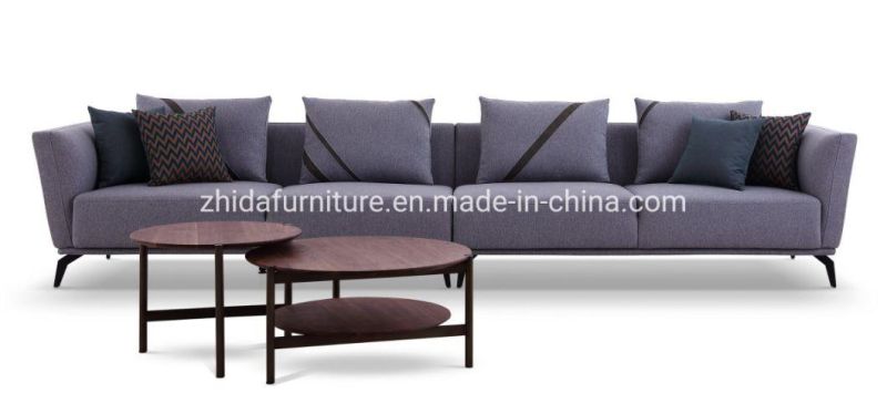 Zhida Customized OEM Home Furniture Supplier Modern Villa Living Room Modular Fabric L Shape Sectional Sofa with Ottoman for Hotel Reception Area