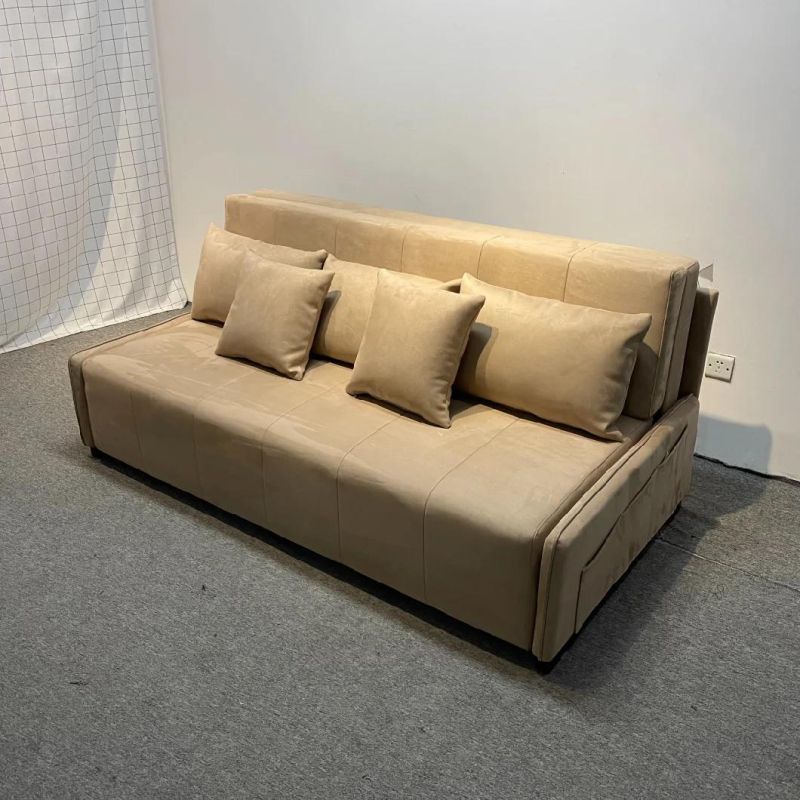 Brown Sofa Bed Dual-Use Removable and Washable Technology Cloth