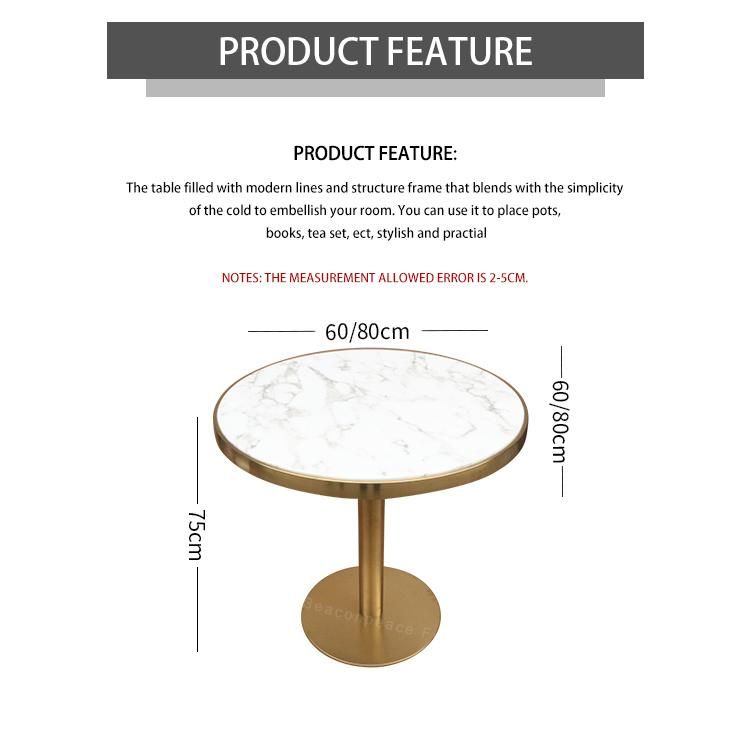 Copper Stainless Steel Artificial Marble Dining Table