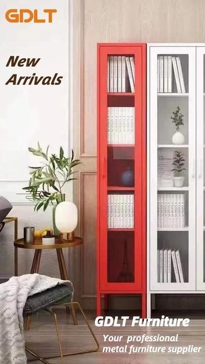 Metal Storage Cupboard Locker Cabinet with Wheels, 2 Levels Open Storage Shelves Easy Move