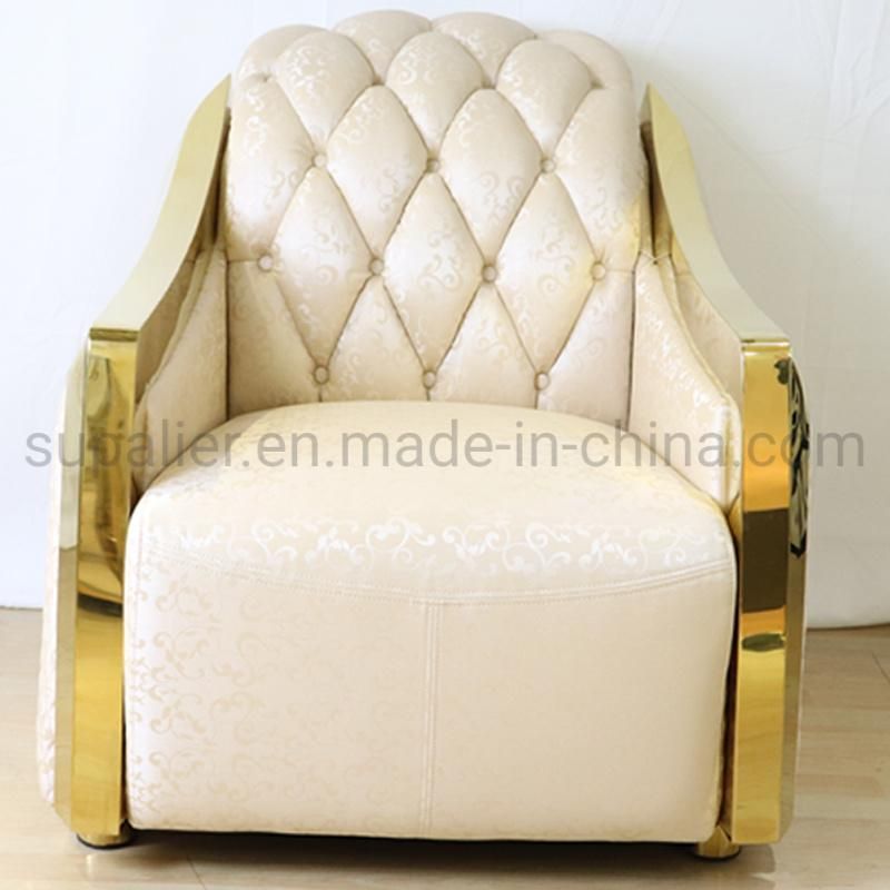 Luxury Hotel Furniture Genuine Leather Metal Frame Leisure Sofa