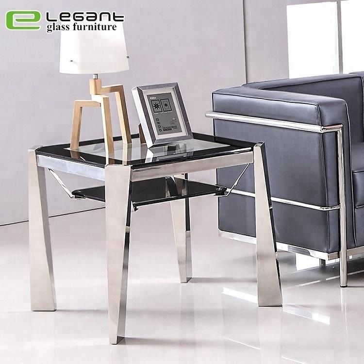 Glass Side Table, Stainless Steel Side Table