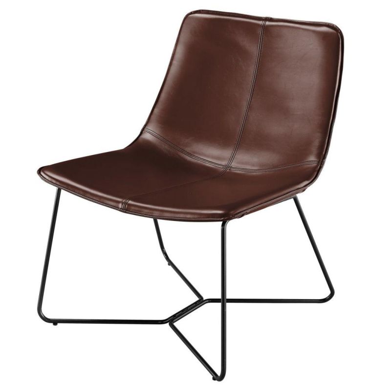 Hot Design Home Furniture Coffee Shop Office Bedroom Hotel Backrest Faux Leather Brown Living Room Chair