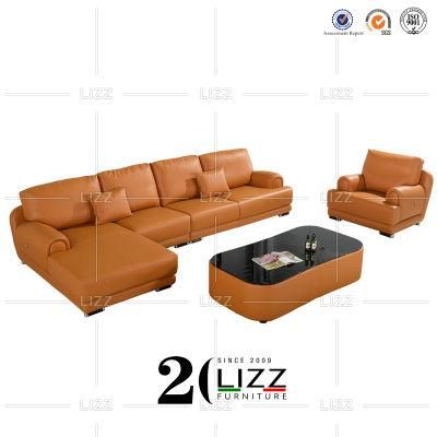 Italy Style Modern Home Furniture Genuine Leather Sectional Sofa for Home/Office/Hotel