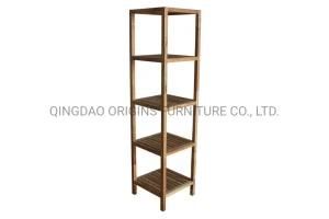 D1012 5-Tier Strip Solid Oiled Walnut Wood Bathroom Shelf Unit