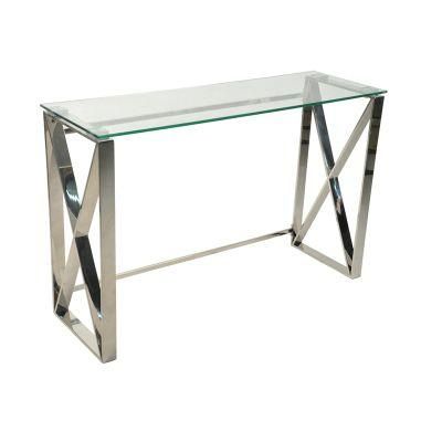 Simple Cheap Price Tempered Glass Table Stainless Steel Coffee Table for Living Room Use