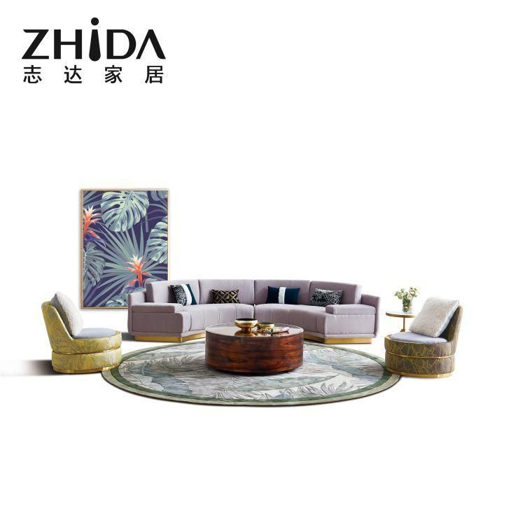 New Luxury Italian Style Curved Shape Sofas 3/4 Seaters Available Villa comfort Sofa Couch Foshan Sofa Manufacturer