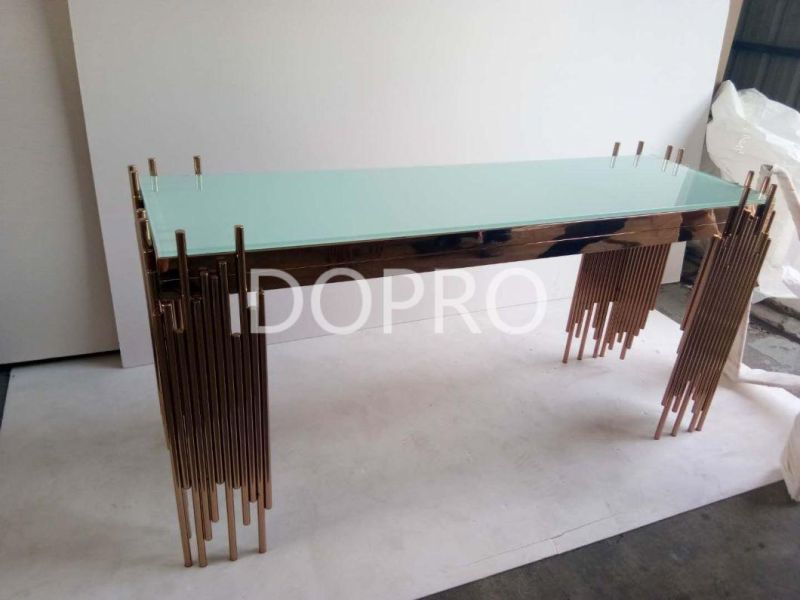 Popular Dining Table Stainless Steel Glass Top