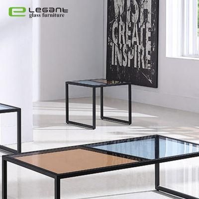 Living Room Furniture Tempered Glass Tea Table Design Metal Tables