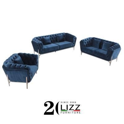 Latest Design Sofa Set Living Room Furniture Modern Chesterfield Velvet Fabric Sofa