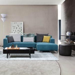 New Design Blue Small Size Fabric Corner Sofa for Living Room