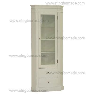 Traditional Classic Provincial Furniture White Solid Wood Corner Cabinet