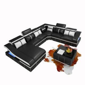 Divansoffor Furniture with Black LED Leather Sofa