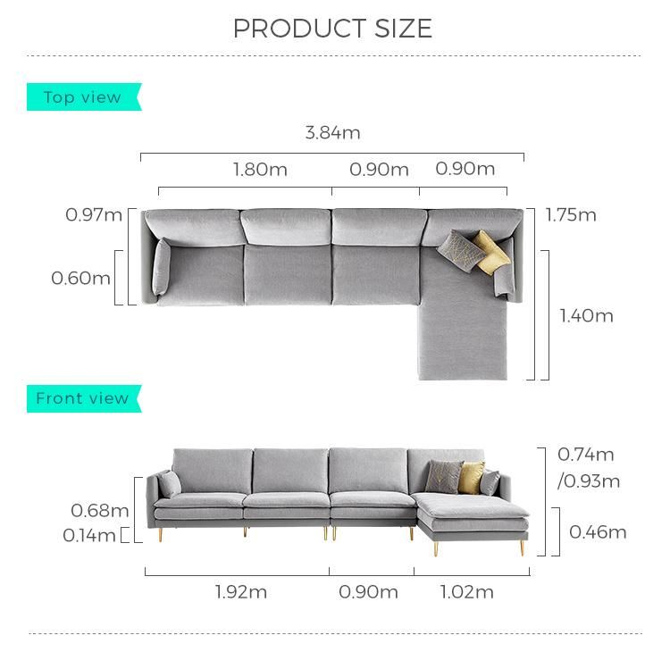 Linsy Contemporary Living Room L Shape 7 Seater Fabric Sofa S095