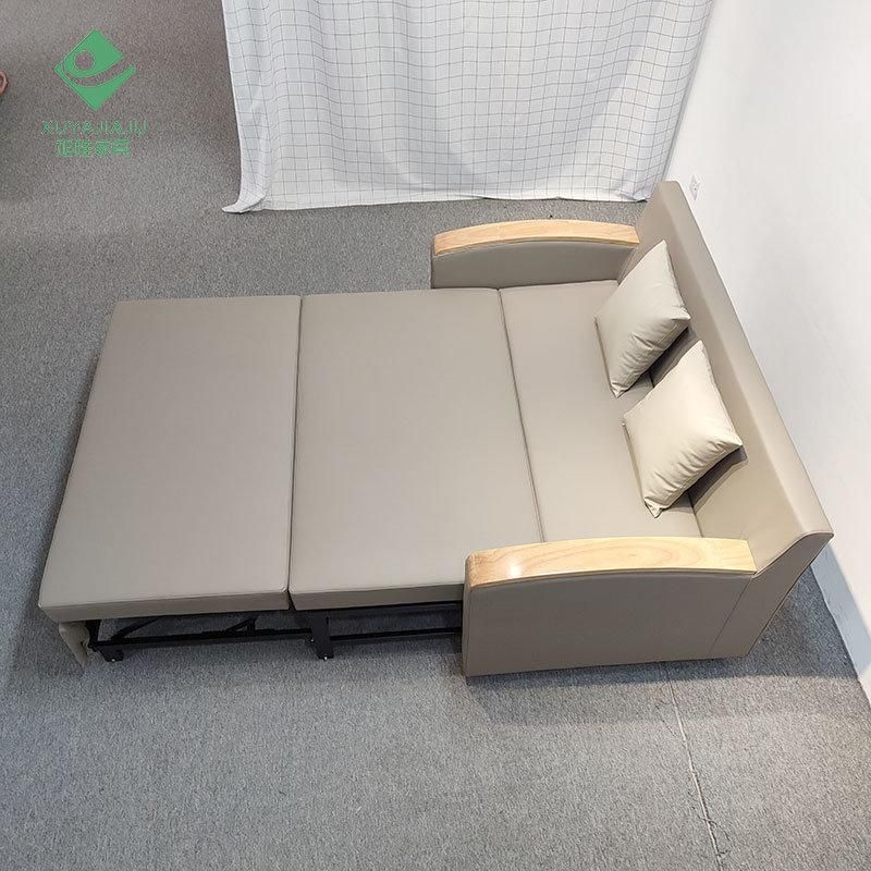 Multifunction Sofa Bed Foldable Wooden Couch Furniture Single Folding Genuine Leather Sofa Beds