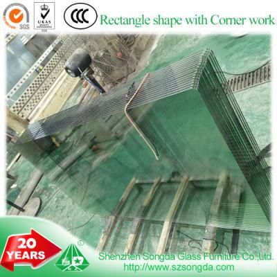 12 mm Square Glass Table Top Suitable for Wood/Stainsteel Base