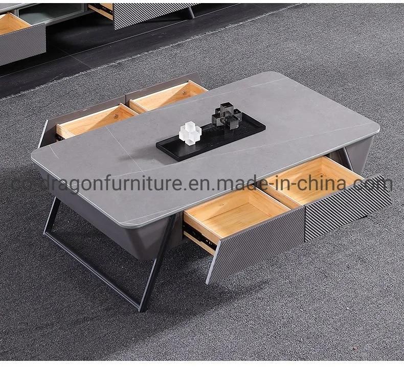 Modern Home Furniture Wooden Frame Coffee Table with Marble Top