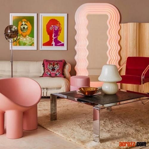 Hot Poltronova Ultrafragola Mirror New Modern Design LED Change Color Mirror Colorful Full-Body Dressing Wall Mirror