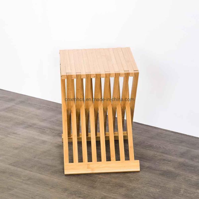 100% Bamboo Small Side Table Corner Plant Stand Wood Bathroom Stool Folding Stool Shower Stool