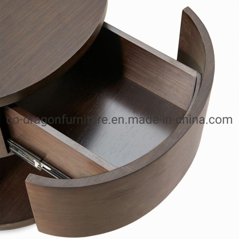 Wooden Round Side Table with Marble Top for Home Furniture